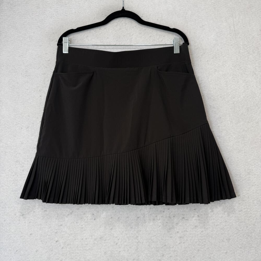 Chico's Skort Womens 8 Black Pleated Hem Built In Shorts Elastic Waist Casual